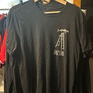 Tattoo Graphic Black T-Shirt fish ladder tattoo Colorado